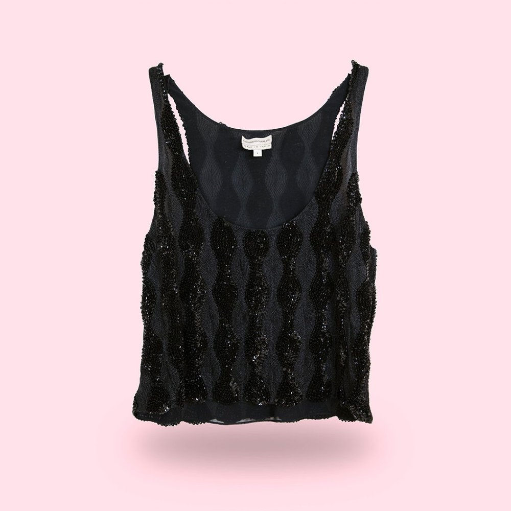 EMPORIO ARMANI | Vintage Sequined & Beaded Crop Top | Like New